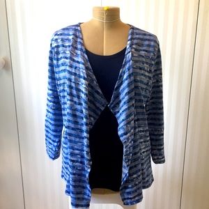 Classic Editions blue and white stripe cardigan tank fooler blouse Size XL